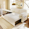 VanAcc Sofa Bed, Sleeper Sofa- 2 in 1 Pull Out Couch Bed with Storage Chaise for Living Room, White Sherpa 84in x 59in x 39in-Ruum Studio Home