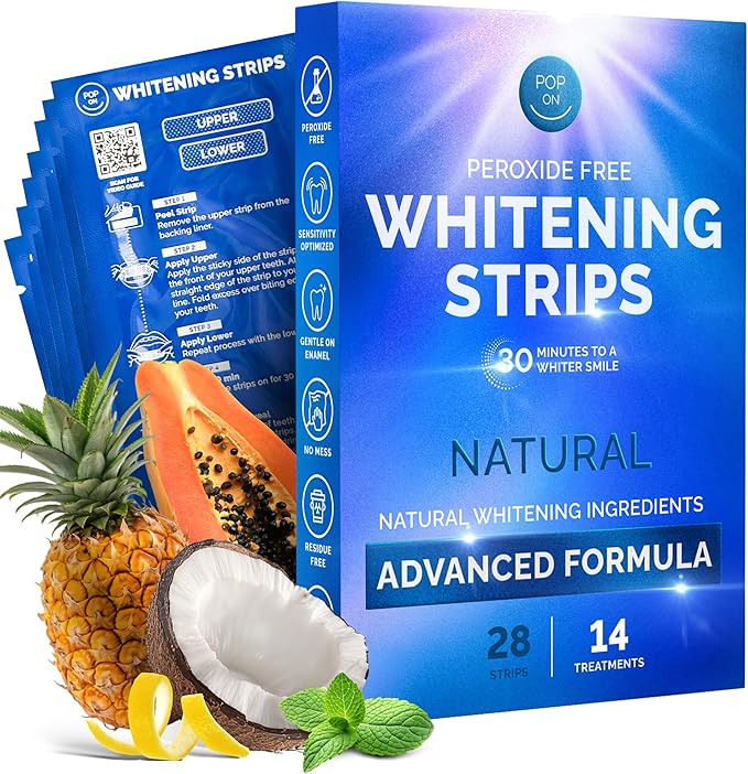 Whitening Strips for Sensitive Teeth 14 Treatments, Mint – Enamel Safe, Peroxide-Free Coconut Teeth Whitening Strips with Natural Enzymes – Gentle White Stips for Sensitive Gums & Daily Oral Care-Ruum Studio Home