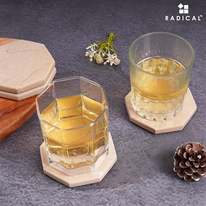 Radicaln Marble Coasters Star 3.5" Inches Verona Handmade Drink Coasters Set of 6 for Coffee Table, Car Cup Holders & Bar Use, Ideal Coffee Table Decor-Ruum Studio Home