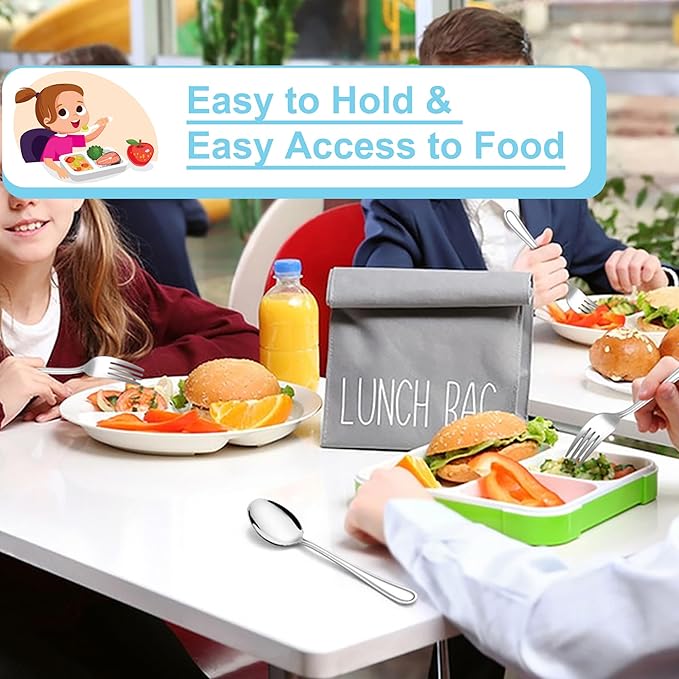 E-far 10-Piece Toddler Utensils, Kid Stainless Steel Silverware Set, Children Safe Forks and Spoons Set for Self Feeding, Healthy & Non-Toxic, Mirror Polished & Easy to Clean-Ruum Studio Home