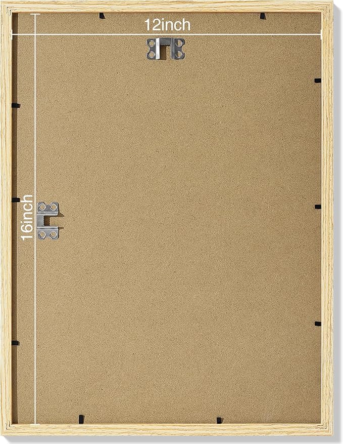Vittanly 12x16 Picture Frames Set of 9, Shatter Resistant Plexiglass, Display 11x14 Pictures with Mat or 12x16 without Mat, Photo Frames for Wall Mount, Engineered Wood, OAK-Ruum Studio Home