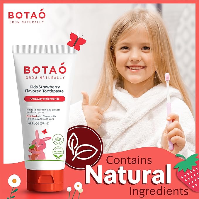 Kids Toothpaste | Natural Strawberry Flavored Anticavity Fluoride Toothpaste Maximum Cavity Protection| EWG Verified, Vegan, SLS Free, Safe to Swallow, Aloe Vera (2Pack)-Ruum Studio Home