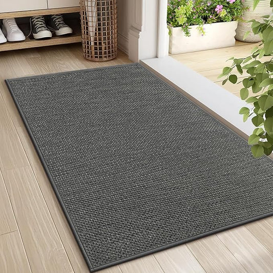 LEKEEPGO Door Mat 24"x36", Non Slip Door Mat Indoor Entrance, Rubber Backing Front Indoor Door mat Washable Absorbent Low-Profile Entryway Entry Resist Dirt Inside Door Mats, Grey-Ruum Studio Home