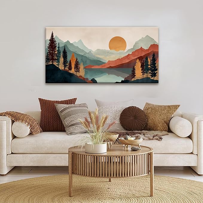 Tsomzxng Mountain Boho Wall Art For Bedroom Artwork Abstract Mountain Forest Landscapes Colorful Wall Art Painting Canvas Art Wall Decor Prints Ready To Hang Wall Pictures Home Wall Decor 20×40 Inch-Ruum Studio Home