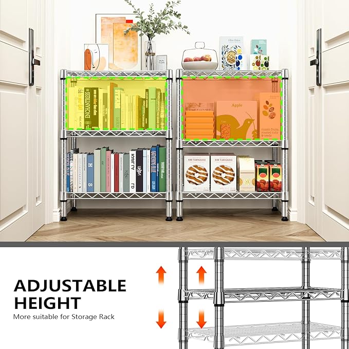 750 lbs 3 Tier Shelf Metal Storage Shelves Wire Rack Closet Organizers with PP Board for Garage Kitchen Bathroom Laundry Chrome 11.8" D x 21.7" W x 28.6" H-Ruum Studio Home
