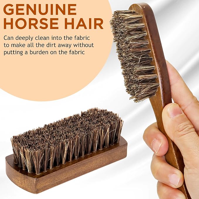 Horsehair Laundry Stain Brushes Set 2pcs by TAKAVU, Natural Soft Bristle for Scrubbing Out Tough Stains on Delicate Fabrics Knits Cotton Leather Washable Fabrics-Ruum Studio Home