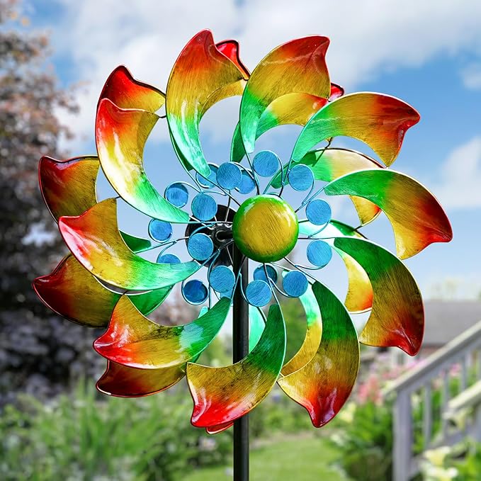 Wind Spinner - Metal Large Wind Spinners Outdoor - Windmill for Yard and Garden, Gift for Family, Friends, Garden Lovers(74'' x 22'')-Ruum Studio Home
