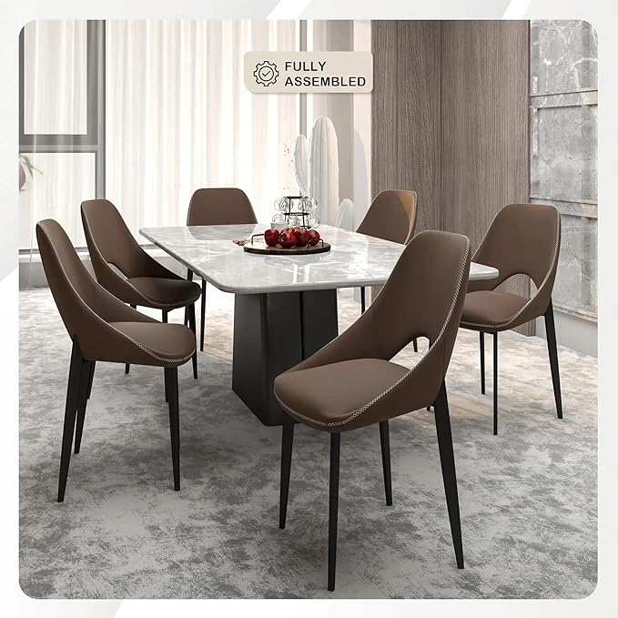 LeisureMod Amalfi Upholstered Fabric Dining Chair – Modern Side Chair with Iron Legs, Mid-Century Accent Chair for Dining Room or Kitchen-Ruum Studio Home