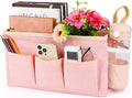 Bedside Organizer with Fixed Straps and Water Bottle Holder for Home, College, Dorm, Bunk, Hospital, Crib, Bed Rails - Pink-Ruum Studio Home
