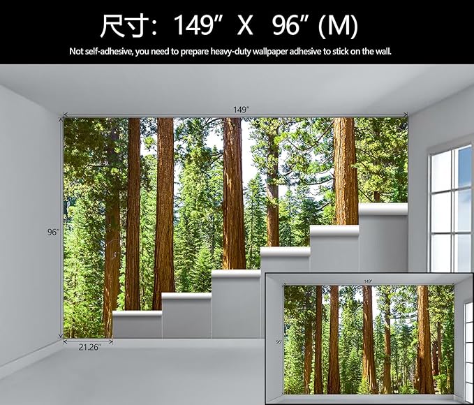 WFBHUA-Redwood Forest Wallpaper Green Woodland Tree Wallpaper for Bedroom Large Art Wall Murals for Living Room Office (Not Peel and Stick)-Ruum Studio Home