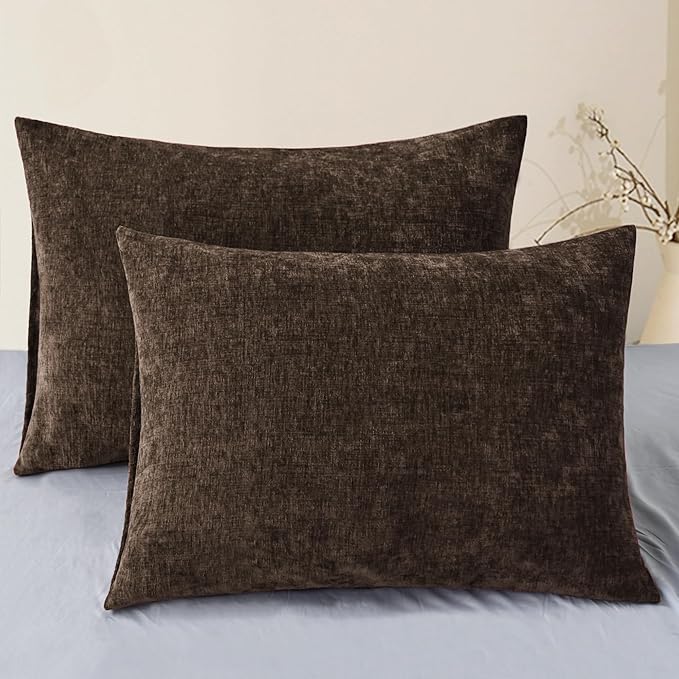 CaliTime Throw Pillow Covers Decorative 20 X 26 Inches Pack of 2 Cozy Chenille Standard Pillow Shams Cases for Couch Sofa Bed Living Room Home Coffee-Ruum Studio Home