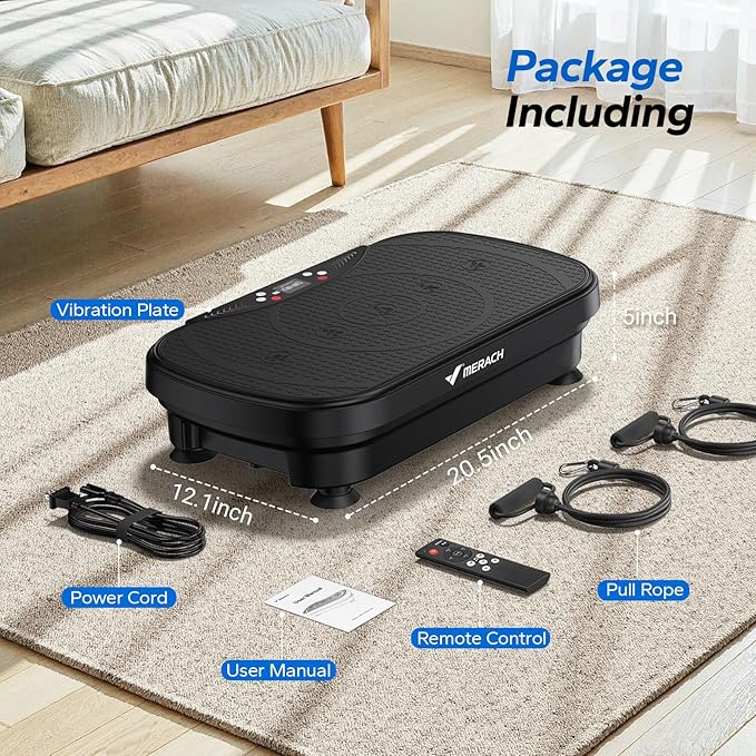 MERACH Vibration Plate Exercise Machine, Vibration Plate for Lymphatic Drainage Weight Loss, Vibrating Plate Exercise Machine with Bluetooth and LED Display, Workout Equipment for Women Men Home-Ruum Studio Home