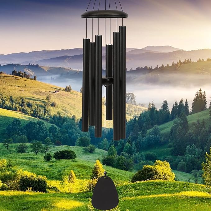 Wind-Chimes-Outdoor-Large-Decor, Deep Tone Soothing Melodic Tones Windchimes, Wind Chimes for Outside, Memorial Wind Chime Best Gift for Mom Women Grandma Neighbors（32" Black）-Ruum Studio Home