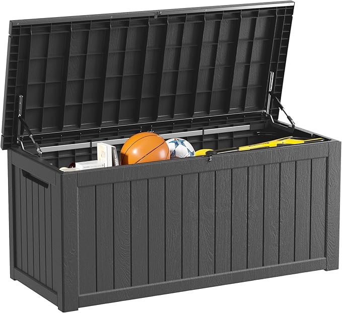 270 Gallon Outdoor Storage Box Waterproof Lockable Resin Deck Box Large, Patio Storage Bin for Pool Accessories Cushion Furniture, Garden Tools, UV-Resistant Outside Delivery Black-Ruum Studio Home