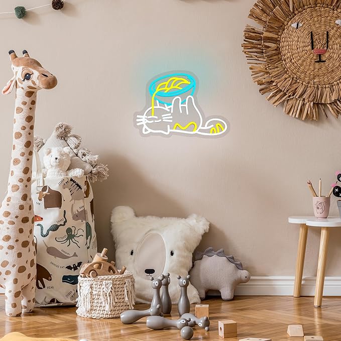 Ramen Cat Neon Sign for Wall Decor Cat Neon Light Ramen Neon Signs Colorful LED Neon Light Cat Noodle LED Neon Sign for Bedroom Kids Room Restaurant Kitchen Pet Store Deocration-Ruum Studio Home