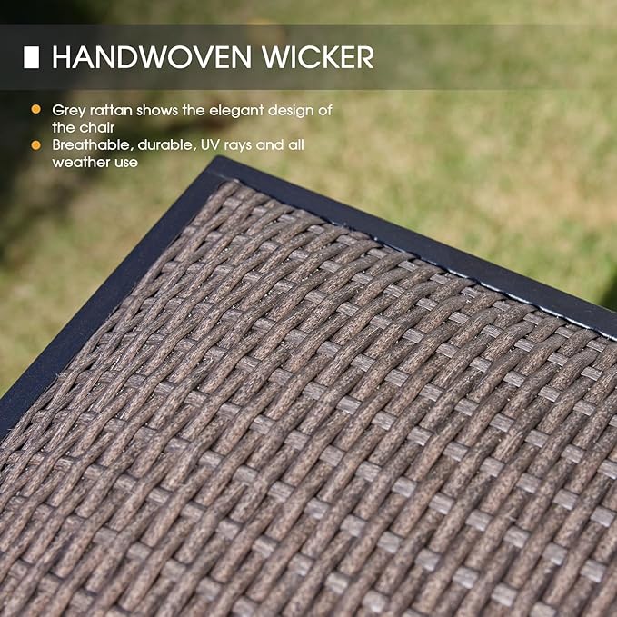 VICLLAX Patio Bar Stool Chairs with Footrests and Padded Seat, Bar Height Swivel Patio Chairs Set of 4, Brown Woven Wicker Swivel Bar Stools for Lawn Garden-Ruum Studio Home