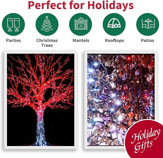 100 Count RED and White - String Lights - 21.6FT LED Christmas Lights, Mini led Lights for Indoor Outdoor Home Holiday Party Wedding Independence Day Decoration-Ruum Studio Home