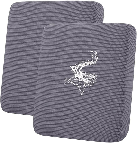 hyha Waterproof Couch Cushion Covers for Pets, Non Slip Sofa Seat Cover for Dogs Washable, Soft Thick Stretch Jacquard Fabric, Sofa Slipcovers with Elastic Bottom (2 Pieces, Middle Grey)-Ruum Studio Home