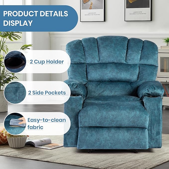 Recliner Chair Manual Modern Ergonomic Lounge Single Sofa Seat Living Room Lounge Recliners on Clearance Foam Filling-Ruum Studio Home