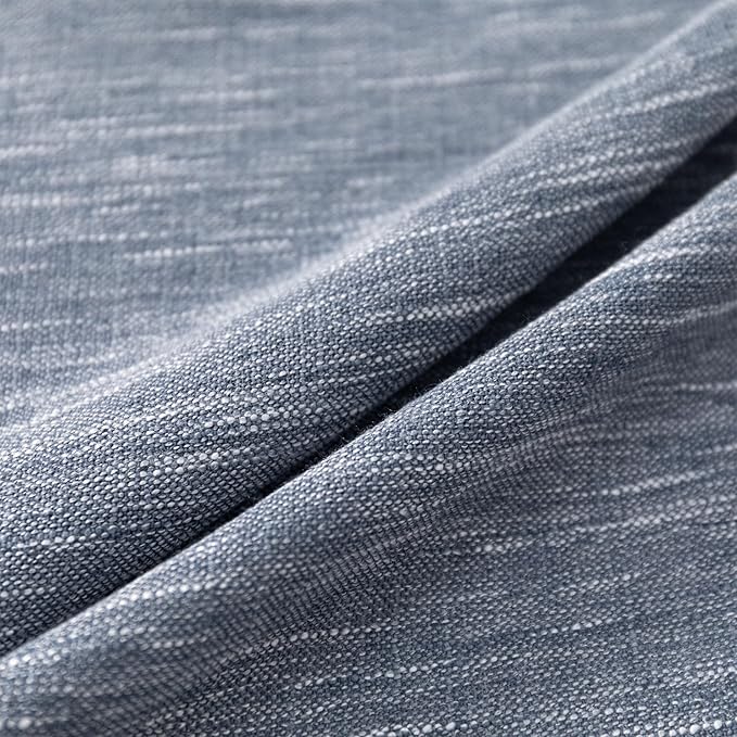 MYSKY HOME Blue Curtains for Bedroom 63 Inches Long Semi Sheer Light Filtering Drapes for Small Window Linen Look Textured Boho Home Decor Backdrop Curtain for Party, 50" x 63", Dusty Blue, 2 Panels-Ruum Studio Home
