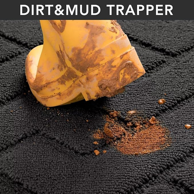 hicorfe Indoor Door Mat,Non Slip Door Mats,32"x48" Front Back Door Mat Rubber Backing,Absorbent Resist Dirt Entrance Inside Floor Mats for Entryway Washable Low-Profile(Charcoal)-Ruum Studio Home