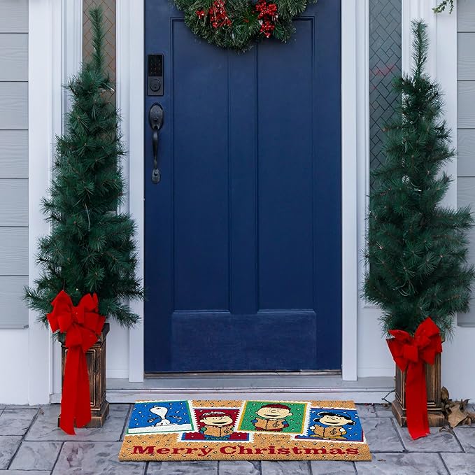 Gertmenian Peanuts Snoopy Coir Doormat - 2x3 Welcome Mat (2-Pack), Ideal for High Traffic Areas in Front Door, Garage, Entryway - Peace & Joy, 80023-Ruum Studio Home