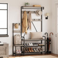 IDEALHOUSE Hall Tree with Bench and Shoe Storage Parent-Child Coat Rack Shoe Bench Industrial Coat Tree Entryway Large Organizer with Shoe Rack, Storage Cubbies, Hooks, and Top Shelf-Ruum Studio Home