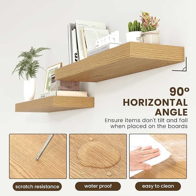 Deep Floating Shelves for Wall | 36 Inch Wide x 12 Inch Deep Floating Shelves | 36W x 12D Rustic Oak Wide Wall Shelves | Bookshelf Laundry Shelf TV Shelf-Ruum Studio Home