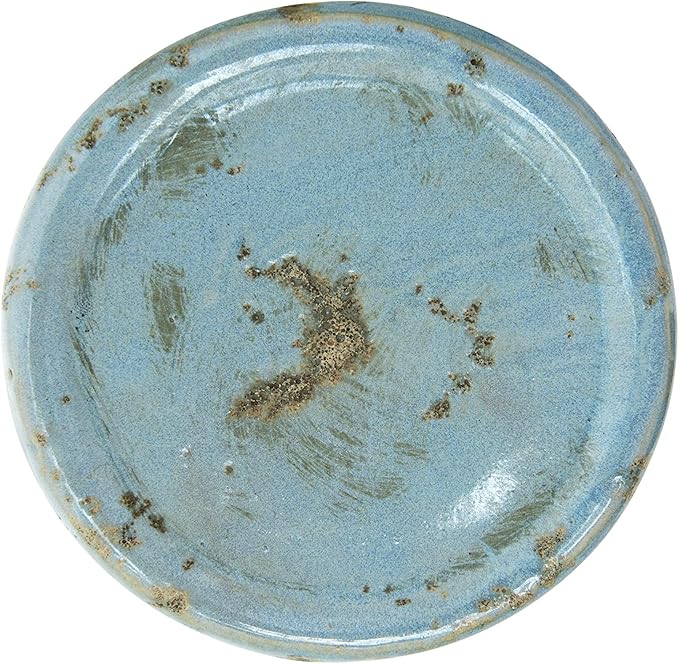 Creative Co-Op Small Distressed Blue Terracotta Pillar Candle Holder-Ruum Studio Home