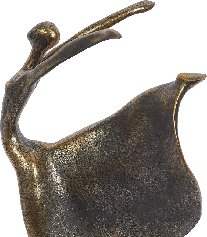 Deco 79 Polystone Dancer Decorative Sculpture Home Decor Statue, Accent Figurine 7" x 5" x 13", Brass-Ruum Studio Home