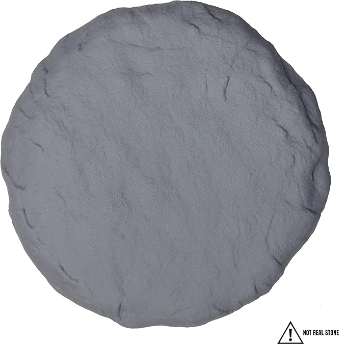 Ei Circular 15.5” Stepping Stones with Ground Stakes - Home or Garden Step Stones for Outdoor Walkway or Pathway Pavers - Resin Material (4, Light Grey Stone)-Ruum Studio Home
