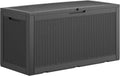 100 Gallon Deck Box Lockable Resin Outdoor Storage Box waterproof Outdoor Container for Patio Furniture Cushions, Pillow-Ruum Studio Home