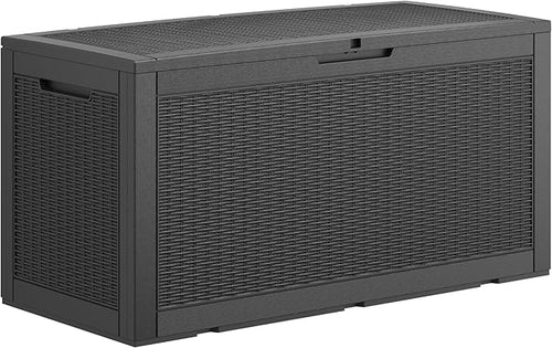 100 Gallon Deck Box Lockable Rattan Outdoor Storage Box waterproof Outdoor Container for Patio Furniture Cushions, Pillow-Ruum Studio Home