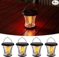 Glass Solar Lantern Outdoor Lights Waterproof, Flickering Flame Solar Lights with Modular Design, Auto On/Off Decorative Hanging Lanterns for Patio Garden Pathway Camping Deck Yard (4 Pack)-Ruum Studio Home