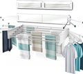 MODERN-X Wall Mounted Clothes Drying Rack with 6 Swivel arms, 35”Wide, 26 Linear ft of Laundry Drying Rack Space, 6 Collapsible Aluminum rods, 2X Drying Capacity, Space Organizer Holds up to 60lbs-Ruum Studio Home