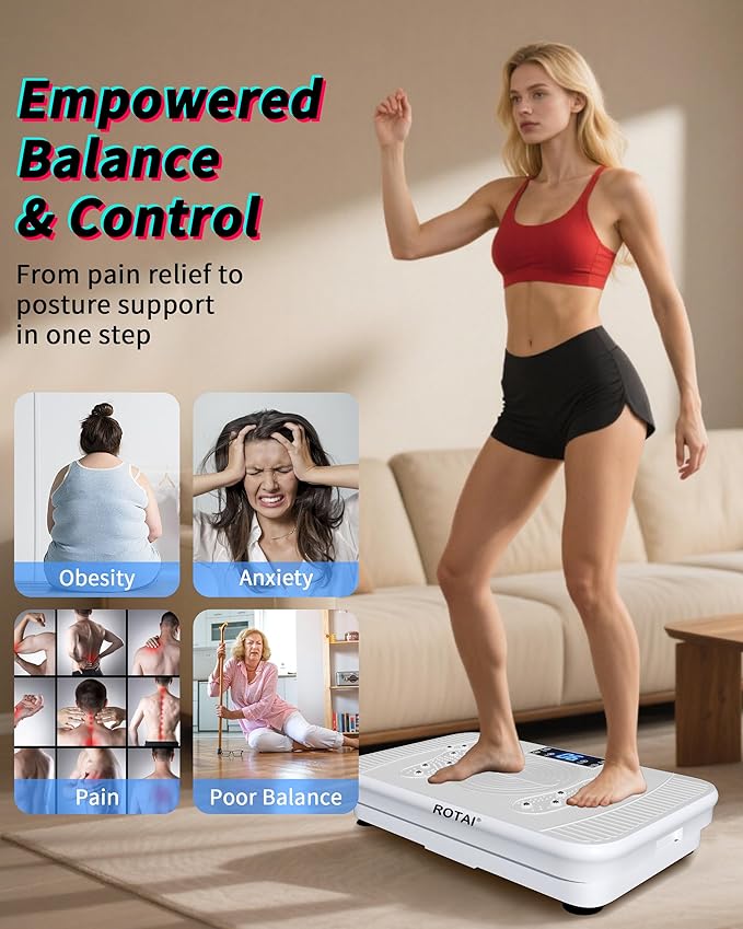 Shake Plate Vibration Exercise Machine for Lymphatic Drainage Massager & Weight Loss, 400 lbs Capacity Whole Body Vibrating Plate Workout for Women and Men-Ruum Studio Home