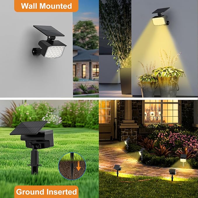 WELALO Solar Spot Lights Outdoor, [10 Pack/3 Modes] Solar Landscape Spotlights, Adjustable Solar Powered Security Lights, IP65 Waterproof Wall Lights for Walkway, Yard, Garden, Driveway (Warm White)-Ruum Studio Home