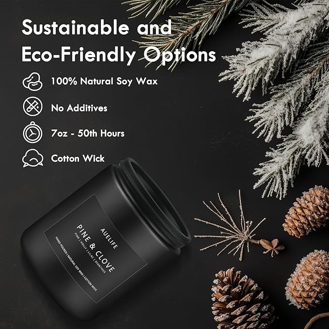 Pine & Clove Candle | Candles for Men - Masculine Candle, Soy Candles for Home Scented, Manly Scented for Home - Gifts for Men -7oz Black Jar-Ruum Studio Home