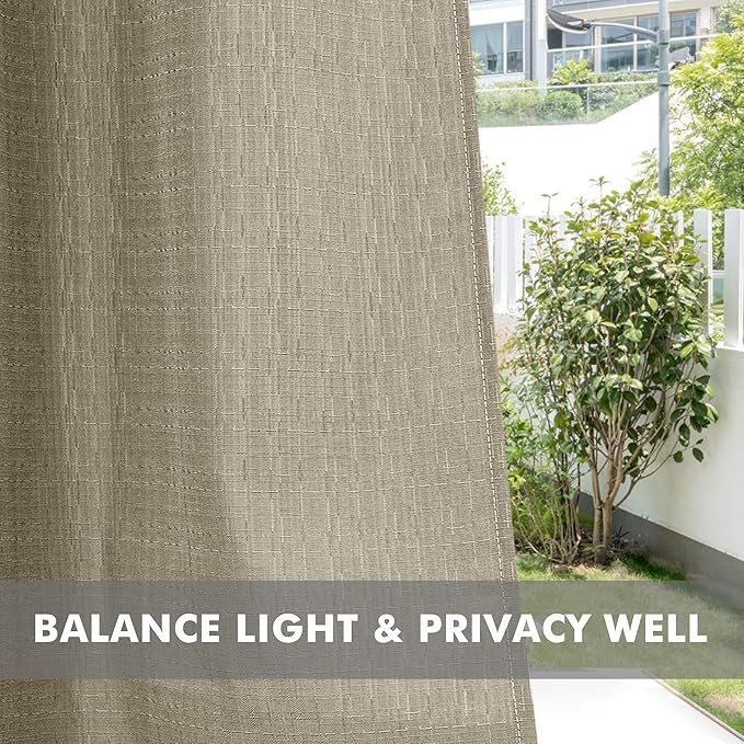 HolidayIdeas 6 Panels Linen Outdoor Curtains for Patio Waterproof Taupe Outside Curtains 54"x95"-Indoor/Outdoor Gazebo Curtains Weighted Weatherproof, Privacy for Pergola, Porch, Cabana, Backyard-Ruum Studio Home