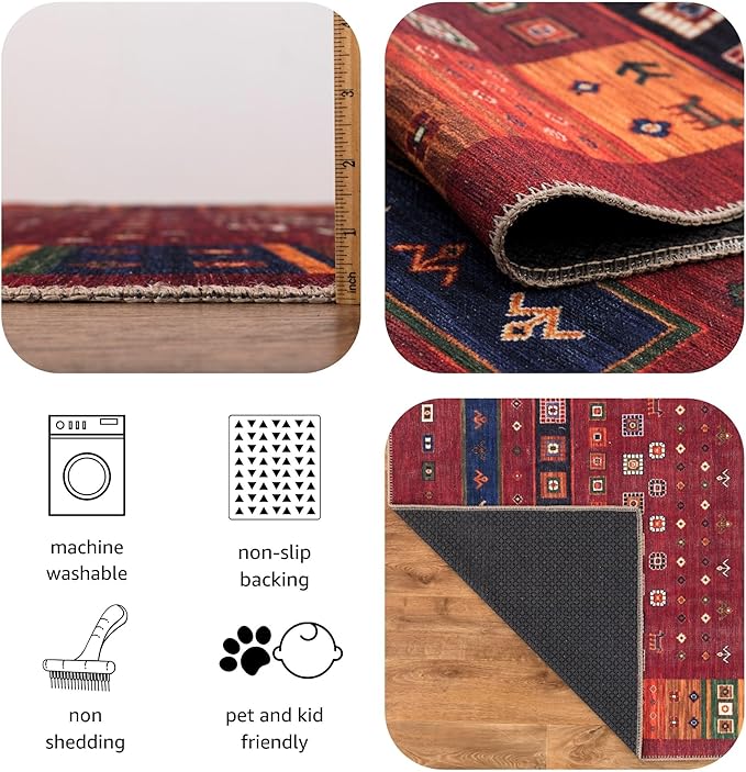 Keen Home Design 9x12 Rug - Machine Washable Area Rug with Non-Slip Backing, Ideal for Living Room, Dining Room, Bedroom - Vintage, Easy Clean, Durable, Low Pile Rug - (9' x 12')-Ruum Studio Home