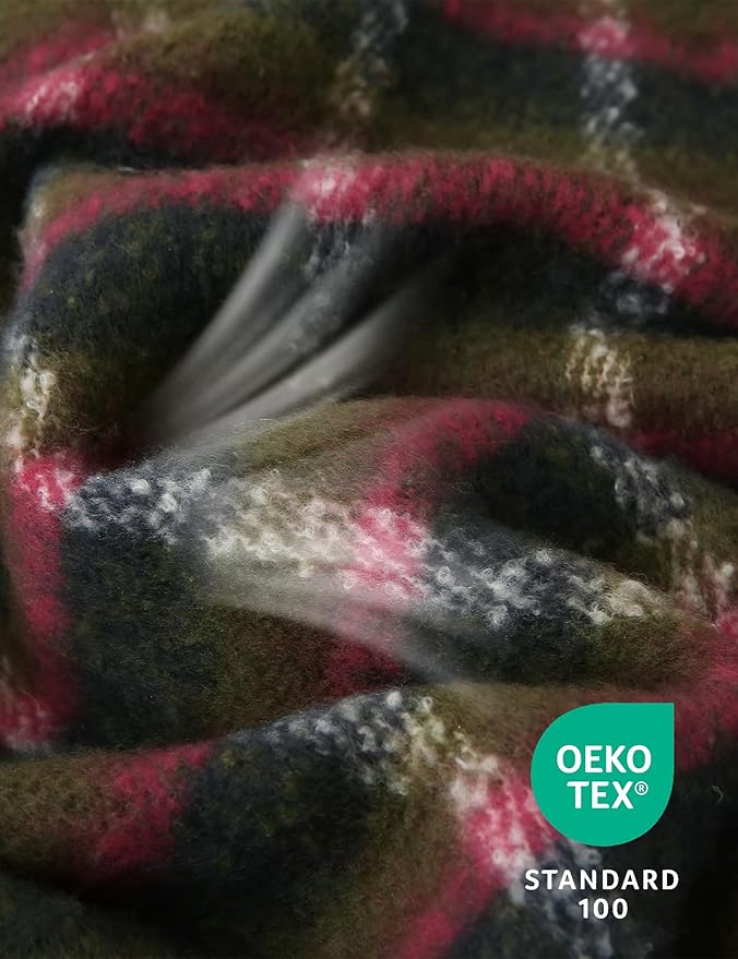 ZonLi Christmas Plaid Throw Blanket, 50" x 60" Christmas Decorative Blankets, Decorative Vintage Throws with Tassel for Couch, Bed, Sofa, Chair, Outdoor, Cozy Warm Lightweight Farmhouse Blankets-Ruum Studio Home