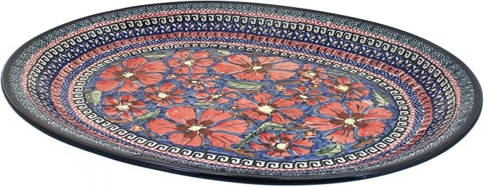 Blue Rose Polish Pottery Jungle Flower Large Serving Platter-Ruum Studio Home