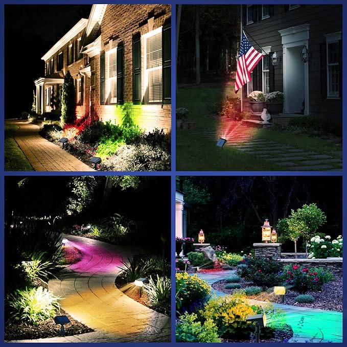 NYMPHY Solar Color Changing Lights, 7 Lighting Modes Solar Lights Outdoor Waterproof IP68, Multicolor RGB Outdoor Lights for Garden Yard Landscape Decorations- 4 Pack-Ruum Studio Home
