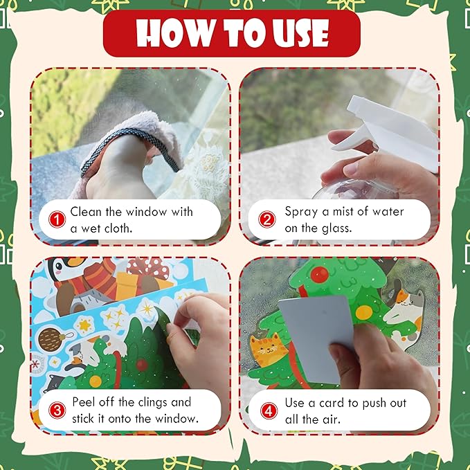 Christmas Window Clings - Christmas Large Window Stickers for Glass Window, Reusable Static Vinyl Double-Sided Winter Decals, Cute Snowflake Snowman Holiday Xmas Decorations, 197 PCS/9 Sheet-Ruum Studio Home