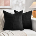 Fancy Homi 2 Packs Black Euro Decorative Throw Pillow Covers 26x26 Inch for Couch Bed Sofa, Rustic Farmhouse Boho Home Decor, Soft Corss Corduroy Patchwork Textured Square Cushion Case 66x66 cm-Ruum Studio Home