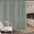 Fog Green Pinch Pleat 100% Blackout Drapes Linen Blend, Room Divider, Room Darkening, Energy Saving, Furniture Protecting, Light Blocking Extra Wide Privacy Curtains, 240Wx84L, 1 PC-Ruum Studio Home