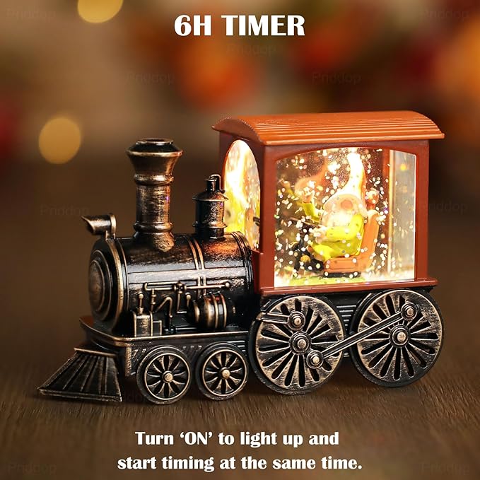 Fall Snow Globe Train Gnome Turkey Pumpkin Classic Relief Texture Battery Powered LED Glitter Fall Decorations for Home Autumn Harvest Thanksgiving Gifts-Ruum Studio Home