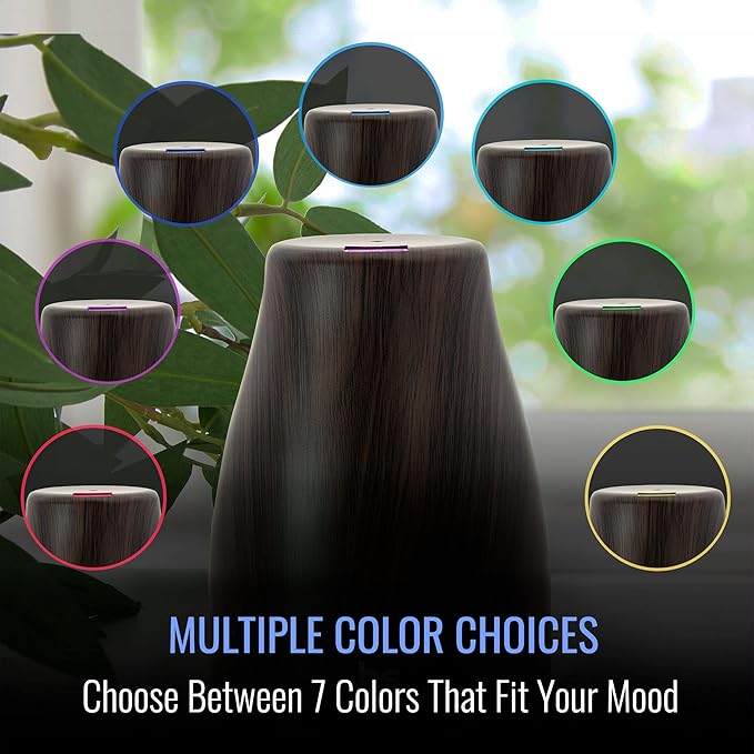 HealthSmart Essential Oil Diffuser, Cool Mist Humidifier and Aromatherapy Diffuser with 150ML Tank Ideal for Small Rooms, Adjustable Timer and Mist Mode, Wood Grain Brown-Ruum Studio Home