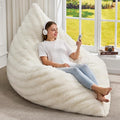 Hobestluk 3 in 1 Bean Bag Chair Giant Bean Bag Chairs for Adults with Ripple Cover Convertible Bean Bag Floor Cushion with Machine Washable Cover for Living Room (Ripple White)-Ruum Studio Home