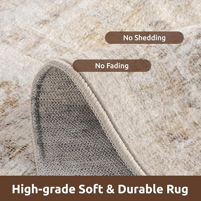 AMOAMI-3X5 Area Rug-Soft Washable Vintage Throw Accent Rugs for Living Room, Entryway, Bedroom, Kitchen, Bathroom, Laundry Room, Kitchen, Bathroom, Bedside, No Slip Beige-Ruum Studio Home